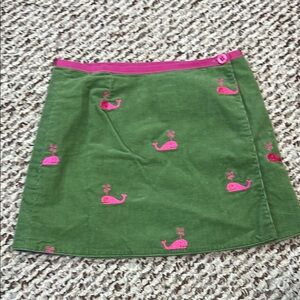 Girl's‎ Lilly Pulitzer Green Skirt with Pink Whale Embroidery